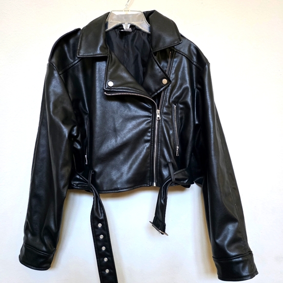Davided Black Faux Leather Biker Jacket Size Small NWNT. - Picture 1 of 15